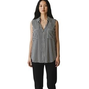 Express Sleeveless Striped Shirt Women’s Medium Slim